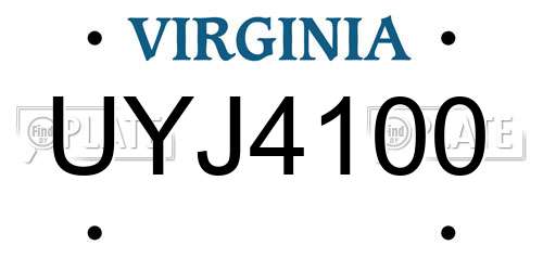 UYJ4100 Virginia License Plate