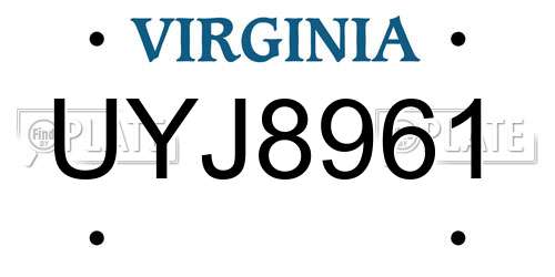 UYJ8961 Virginia License Plate