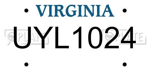 UYL1024 Virginia License Plate