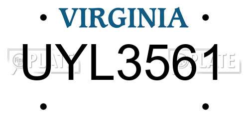 UYL3561 Virginia License Plate