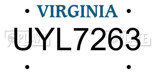 UYL7263 Virginia License Plate