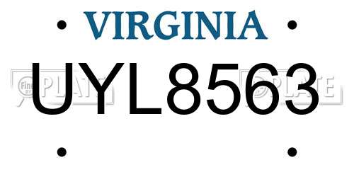 UYL8563 Virginia License Plate
