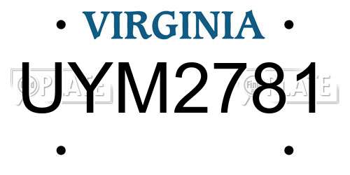 UYM2781 Virginia License Plate