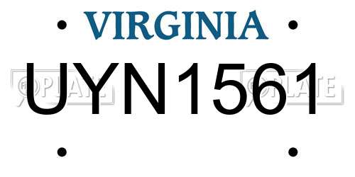 UYN1561 Virginia License Plate