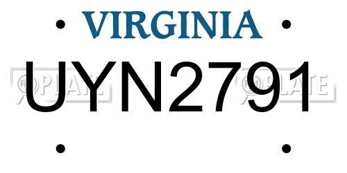 UYN2791 Virginia License Plate