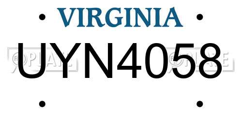 UYN4058 Virginia License Plate
