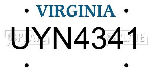 UYN4341 Virginia License Plate
