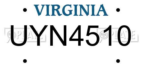 UYN4510 Virginia License Plate
