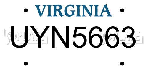 UYN5663 Virginia License Plate