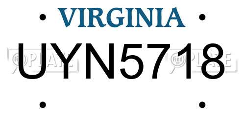 UYN5718 Virginia License Plate