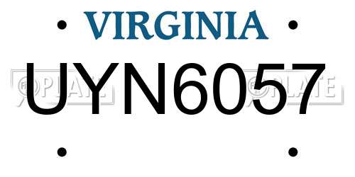 UYN6057 Virginia License Plate
