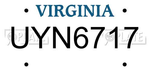 UYN6717 Virginia License Plate