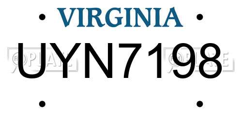 UYN7198 Virginia License Plate