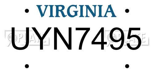 UYN7495 Virginia License Plate