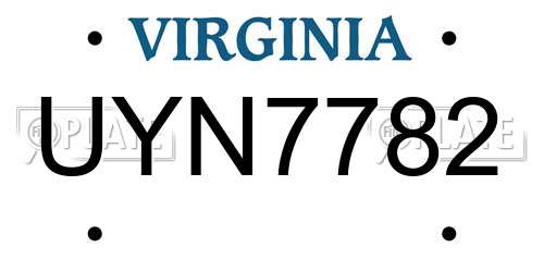 UYN7782 Virginia License Plate