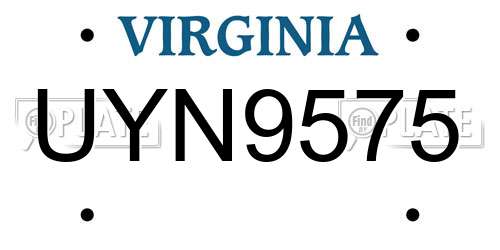 UYN9575 Virginia License Plate