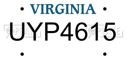 UYP4615 Virginia License Plate