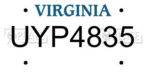 UYP4835 Virginia License Plate