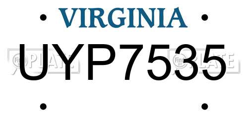 UYP7535 Virginia License Plate