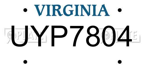 UYP7804 Virginia License Plate