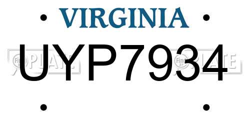 UYP7934 Virginia License Plate