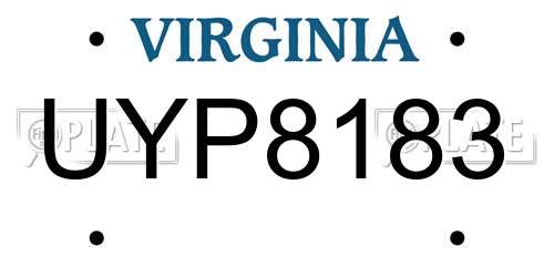 UYP8183 Virginia License Plate