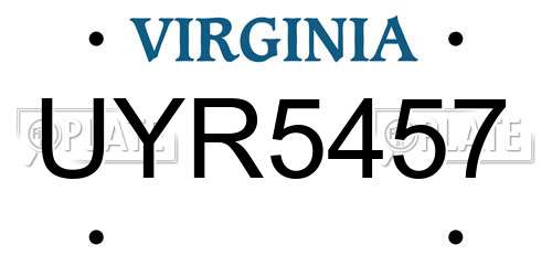UYR5457 Virginia License Plate