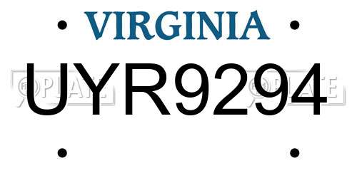 UYR9294 Virginia License Plate