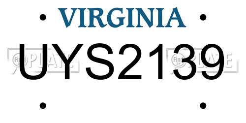 UYS2139 Virginia License Plate