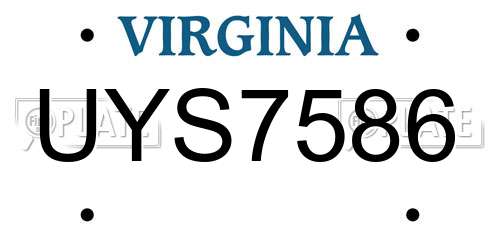 UYS7586 Virginia License Plate