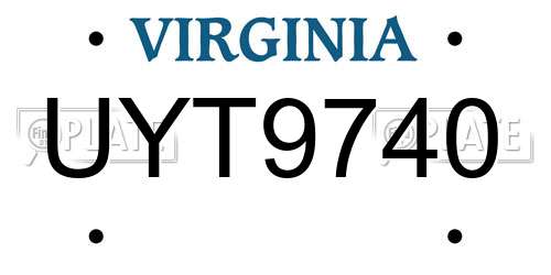 UYT9740 Virginia License Plate