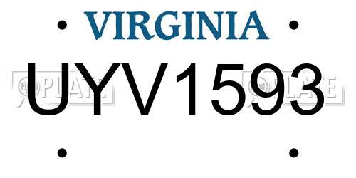 UYV1593 Virginia License Plate
