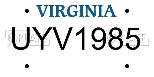 UYV1985 Virginia License Plate