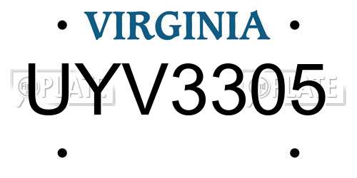 UYV3305 Virginia License Plate