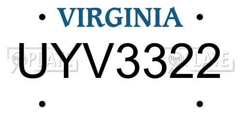 UYV3322 Virginia License Plate