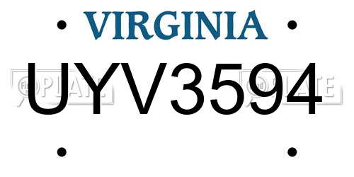 UYV3594 Virginia License Plate