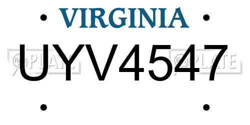 UYV4547 Virginia License Plate