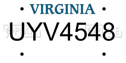 UYV4548 Virginia License Plate