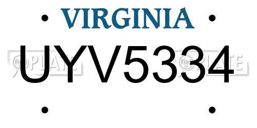 UYV5334 Virginia License Plate