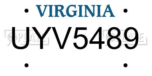 UYV5489 Virginia License Plate