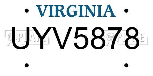 UYV5878 Virginia License Plate