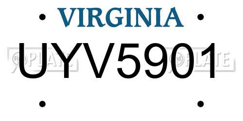 UYV5901 Virginia License Plate