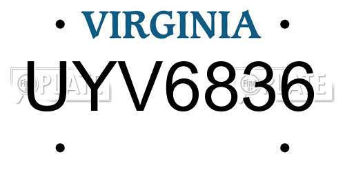UYV6836 Virginia License Plate