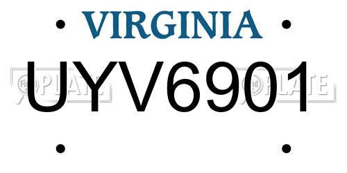 UYV6901 Virginia License Plate