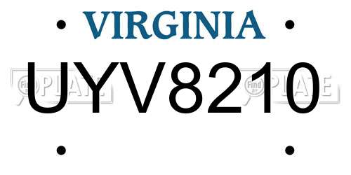 UYV8210 Virginia License Plate