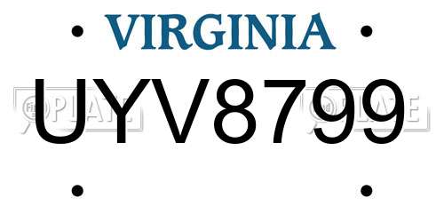 UYV8799 Virginia License Plate
