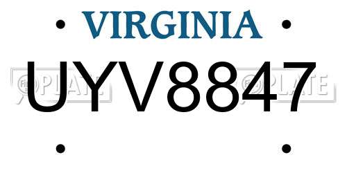 UYV8847 Virginia License Plate