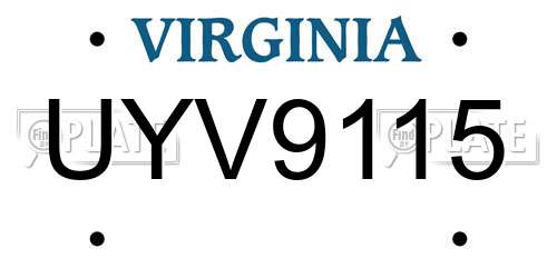 UYV9115 Virginia License Plate