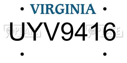 UYV9416 Virginia License Plate