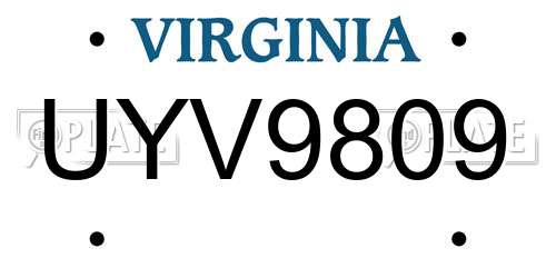 UYV9809 Virginia License Plate